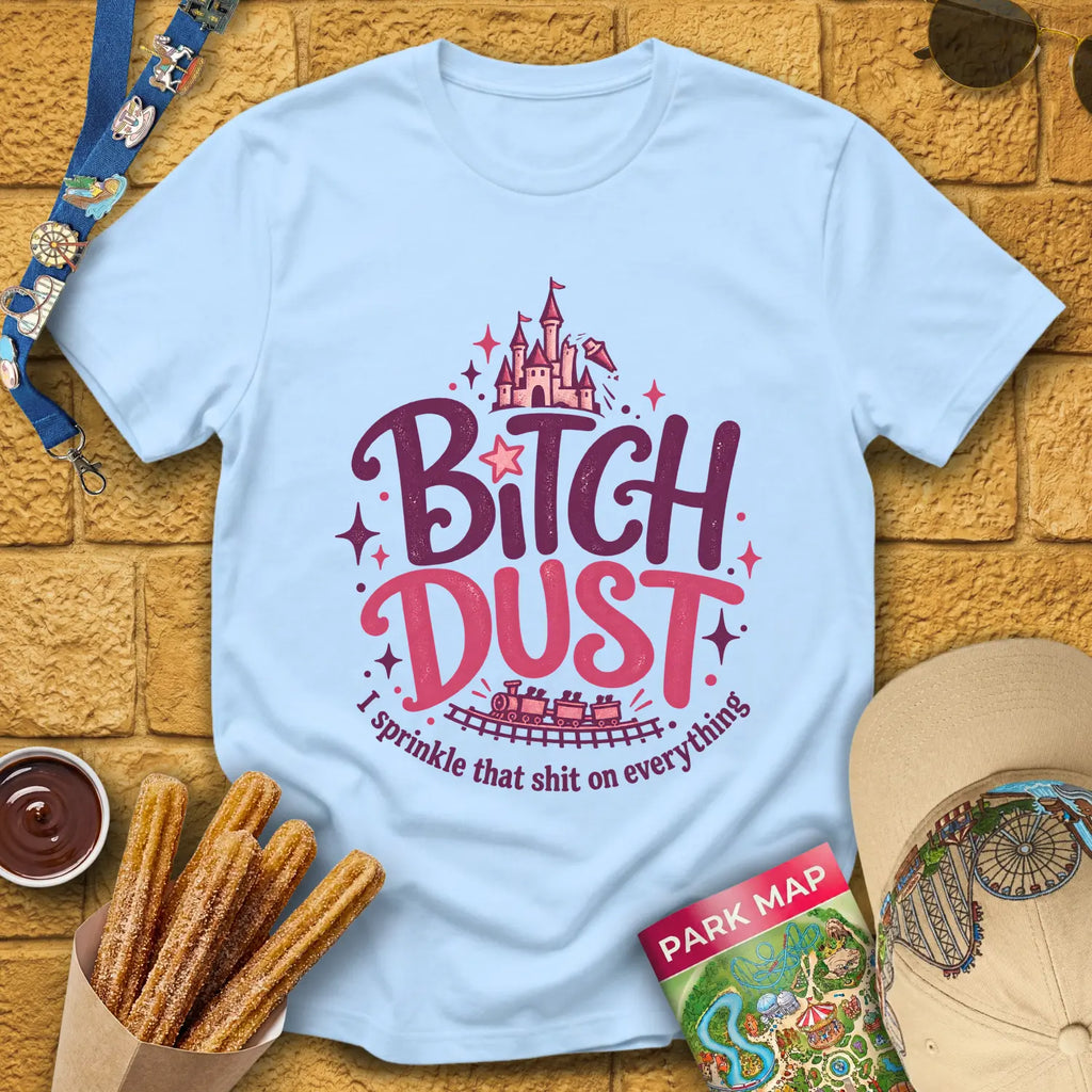 B Dust [Artsy] T-Shirt for Theme Park Fans (Light Blue)