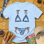 Bikini [Distressed] T-Shirt for Theme Park Fans (Light Blue)