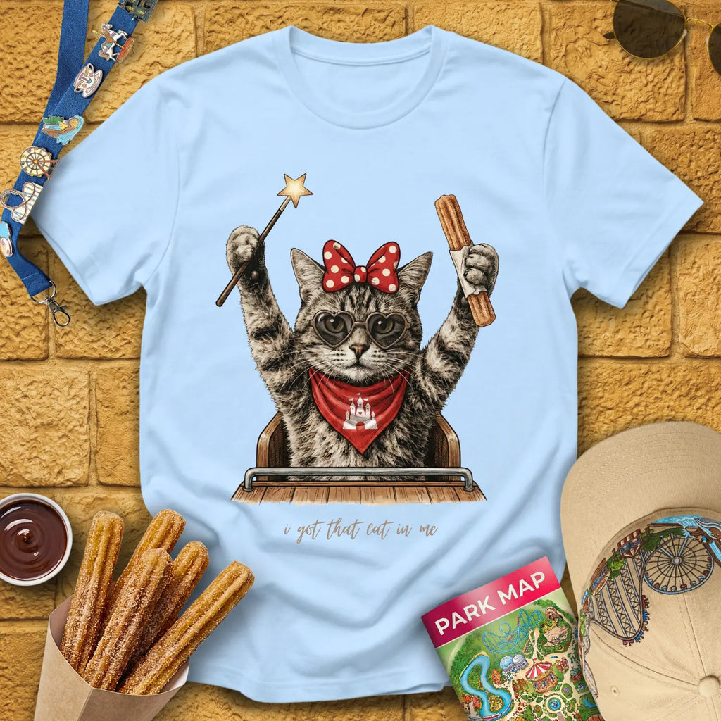 Cat In Me [Etched] T-Shirt for Theme Park Fans (Light Blue)