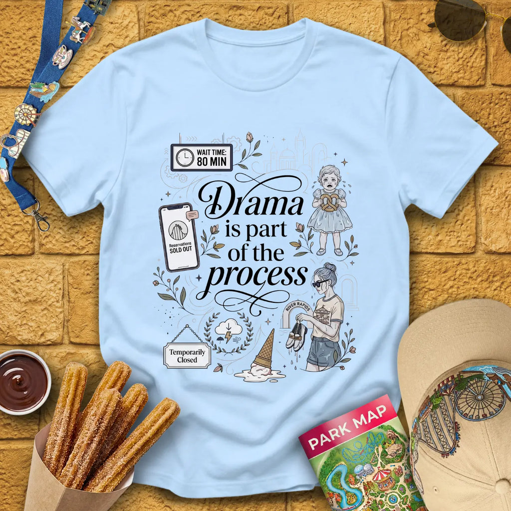 Drama Process [Artsy] T-Shirt for Theme Park Fans (Light Blue)