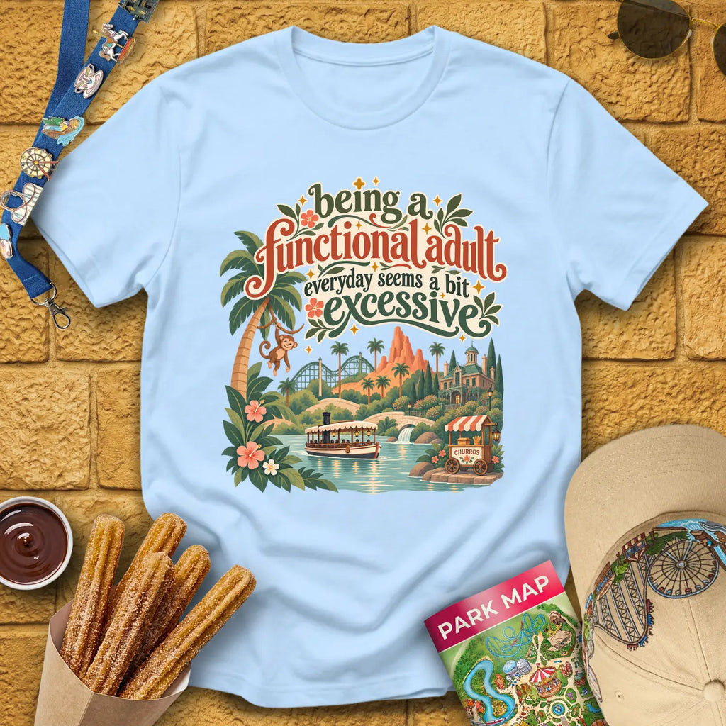 Functional Adult [SleekBoho] T-Shirt for Theme Park Fans (Light Blue)