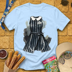 Ghost Hostess Dress [Artsy] T-Shirt for Theme Park Fans (Light Blue)