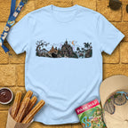 Halloween Panorama [Engraved] T-Shirt for Theme Park Fans (Light Blue)