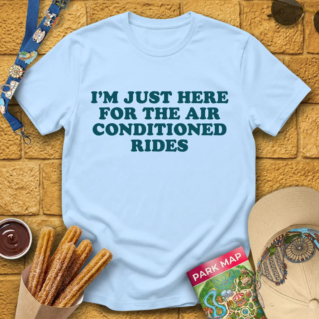 Here For AC Rides [RetroBold] T-Shirt for Theme Park Fans (Light Blue)