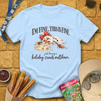 Holiday Crowds Meltdown [RetroFolk] T-Shirt for Theme Park Fans (Light Blue)