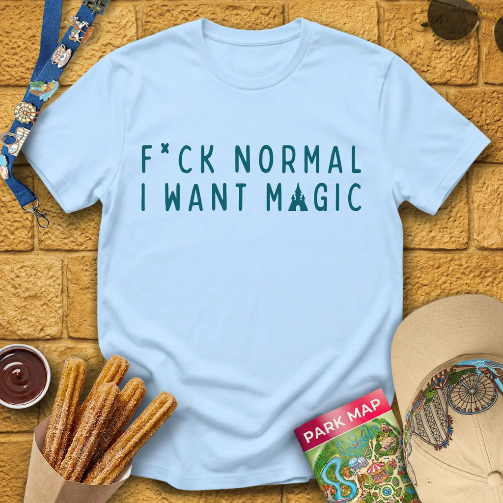 I Want Magic [Sleek] T-Shirt for Theme Park Fans (Light Blue)