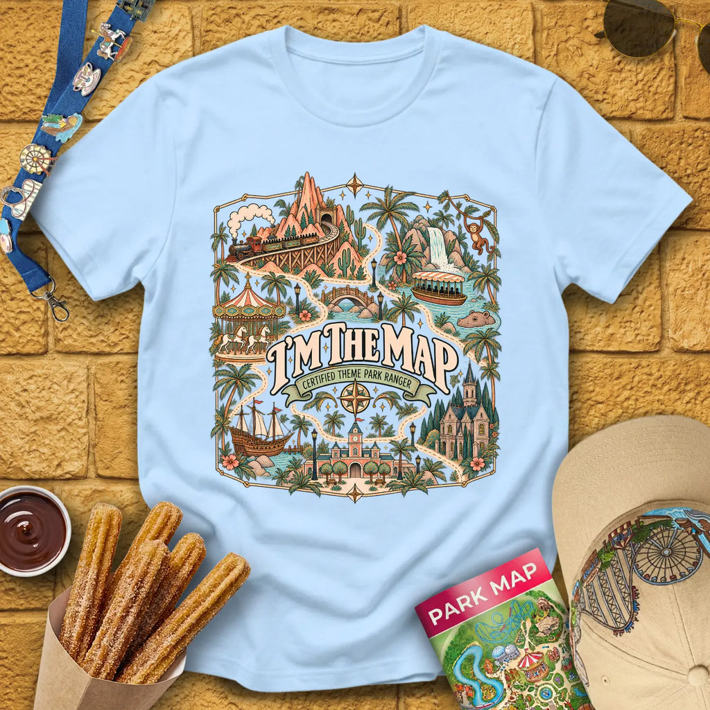 I'm The Map [Boho] T-Shirt for Theme Park Fans (Light Blue)