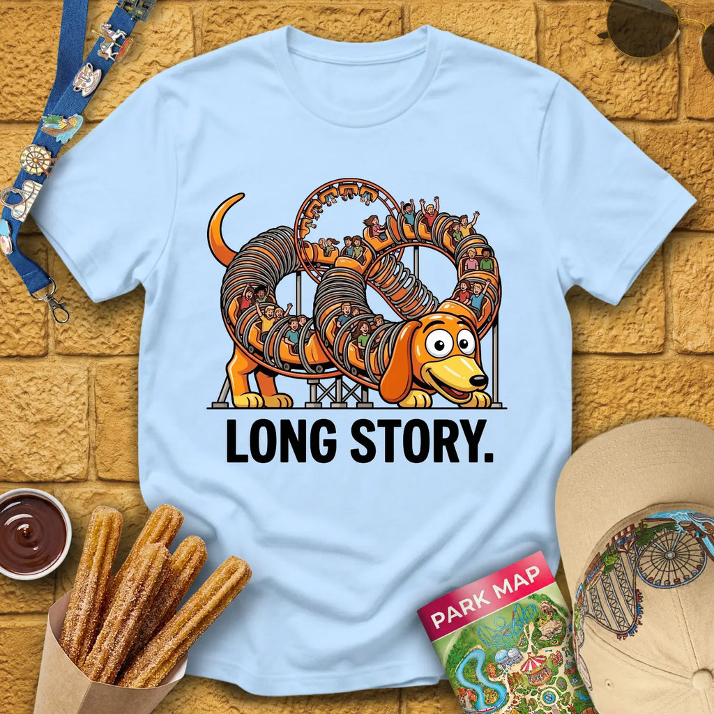 Long Story Dog [Comic] T-Shirt for Theme Park Fans (Light Blue)
