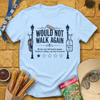 Not Walk Again [Haunted] T-Shirt for Theme Park Fans (Light Blue)