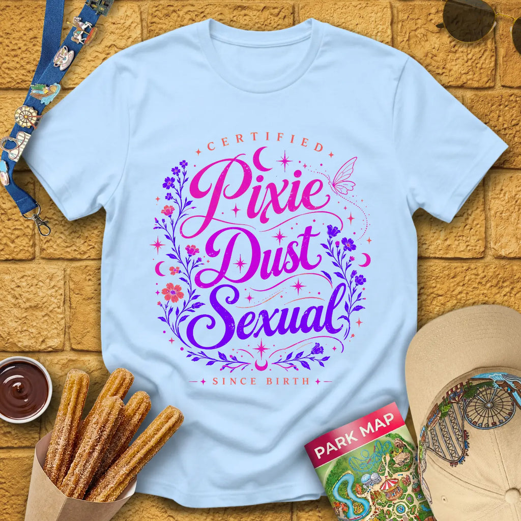 Pixie Dust S... [Artsy] T-Shirt for Theme Park Fans (Light Blue)