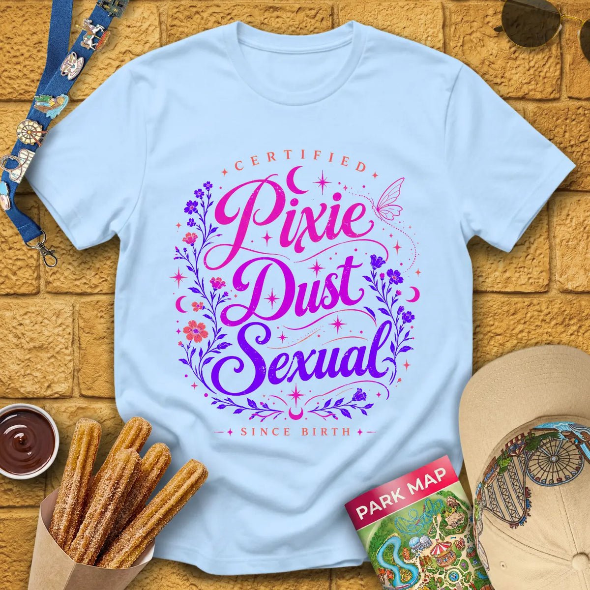 Pixie Dust S... [Artsy] T-Shirt for Theme Park Fans (Light Blue)