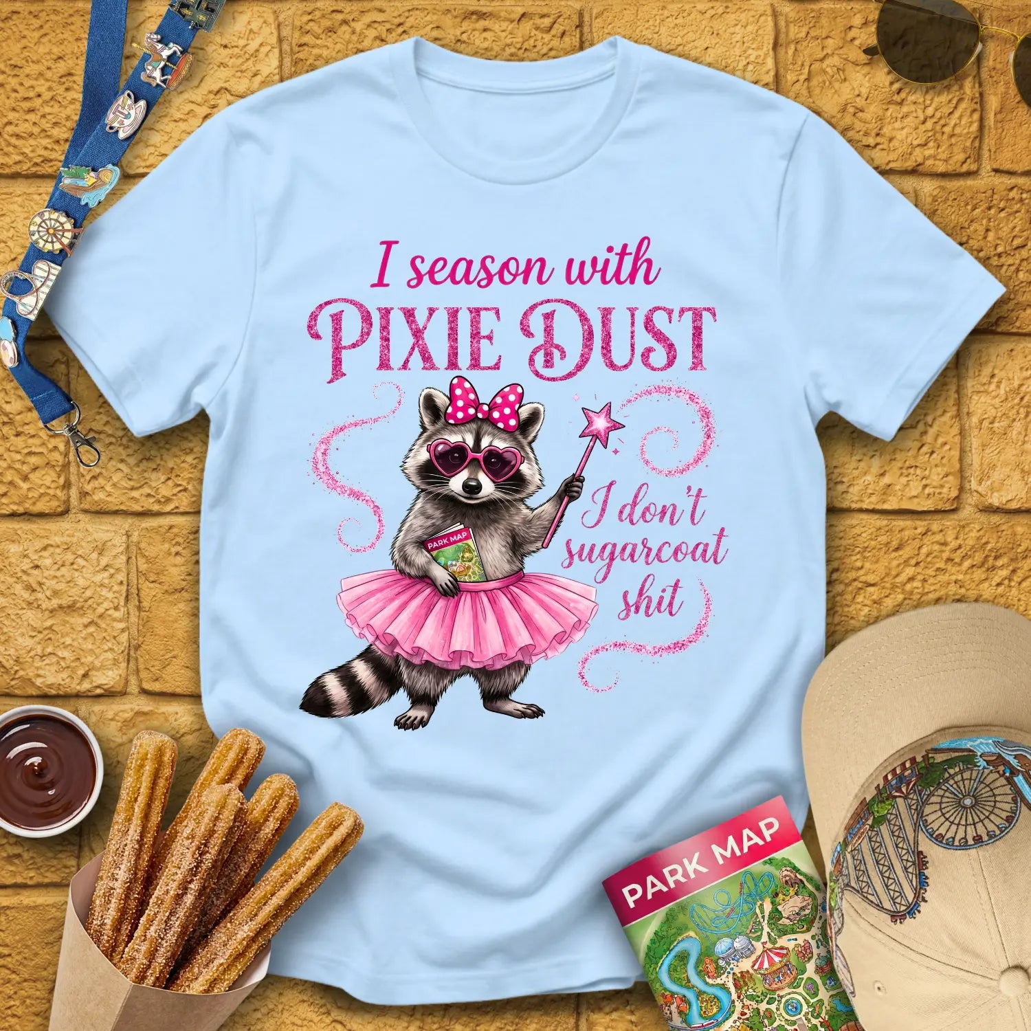 Season With Pixie Dust [Dreamy] T-Shirt for Theme Park Fans (Light Blue)