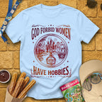 Women Hobbies [RetroArtsy] T-Shirt for Theme Park Fans (Light Blue)