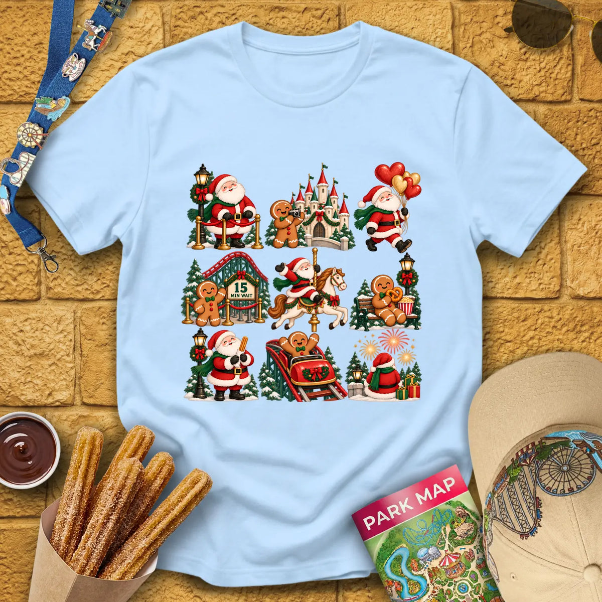 Xmas Park Day [BoldGrid] T-Shirt for Theme Park Fans (Light Blue)