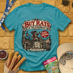Buy Rats Caribbean [Poster] T-Shirt for Theme Park Fans (Heather Galapagos Blue)