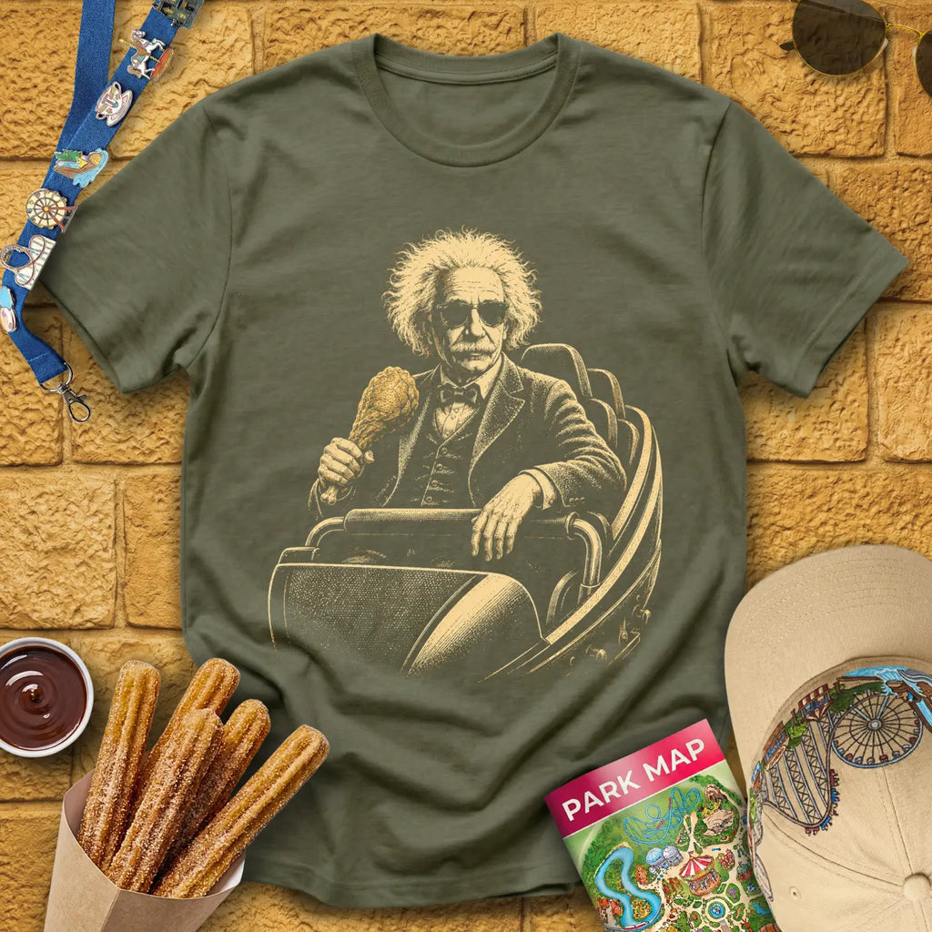 Casual Coaster [Engraved] T-Shirt for Theme Park Fans (Heather Military Green)