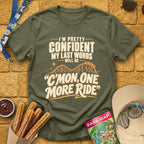 One More Ride [RetroBold] T-Shirt for Theme Park Fans (Heather Military Green)