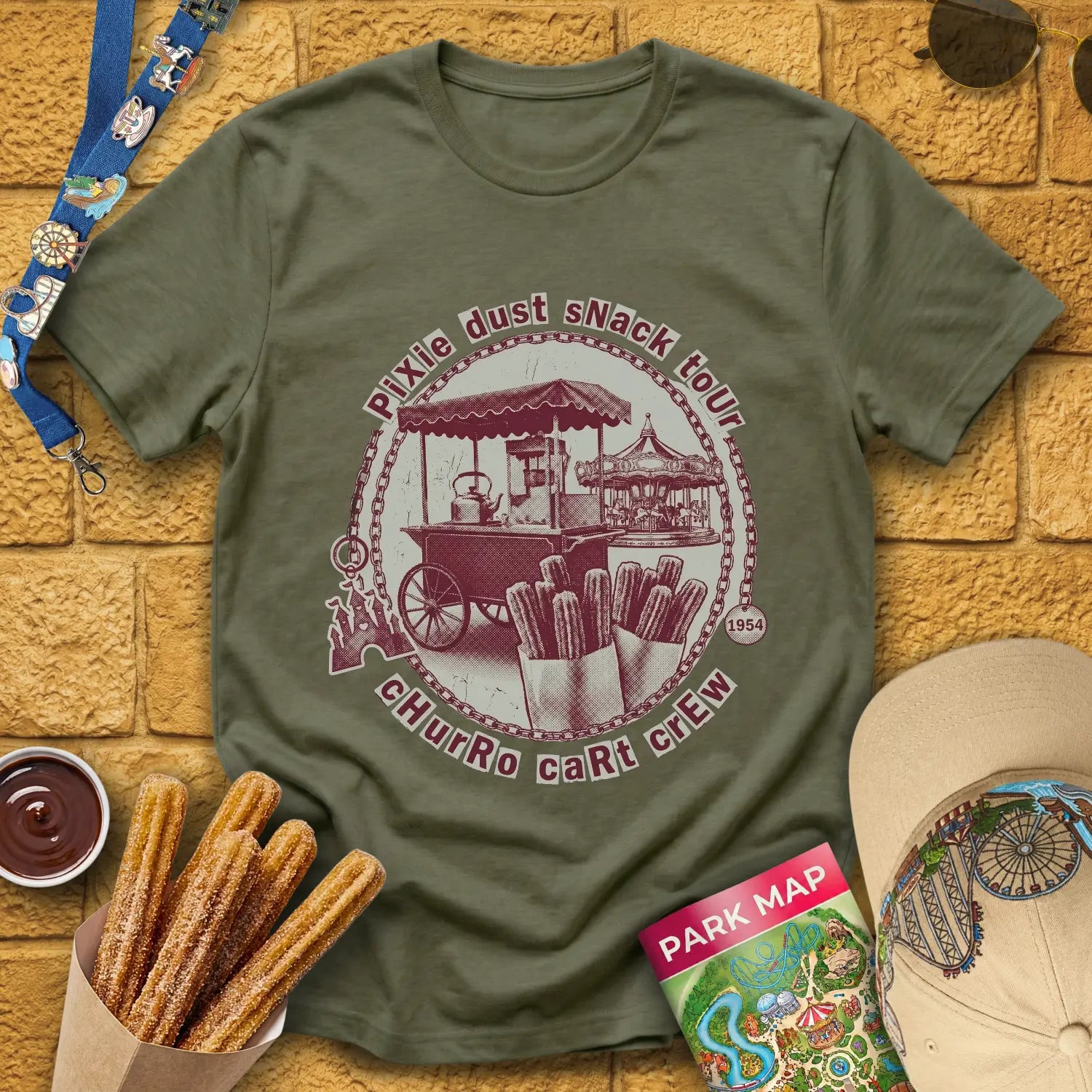 Pixie Dust Snack Tour [Grunge] T-Shirt for Theme Park Fans (Heather Military Green)