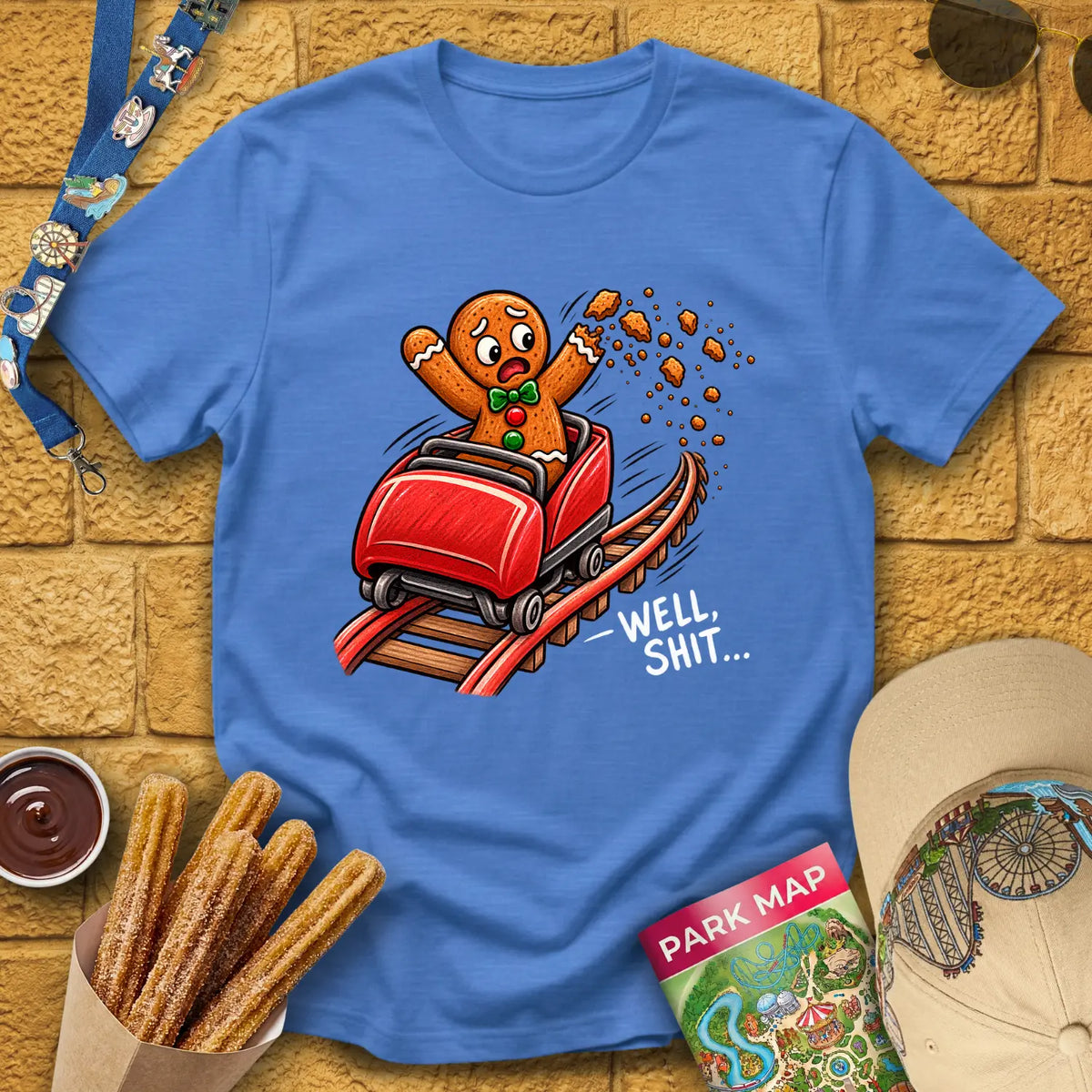 Gingerbread Man Fail [Crayon] T-Shirt for Theme Park Fans (Heather Royal)