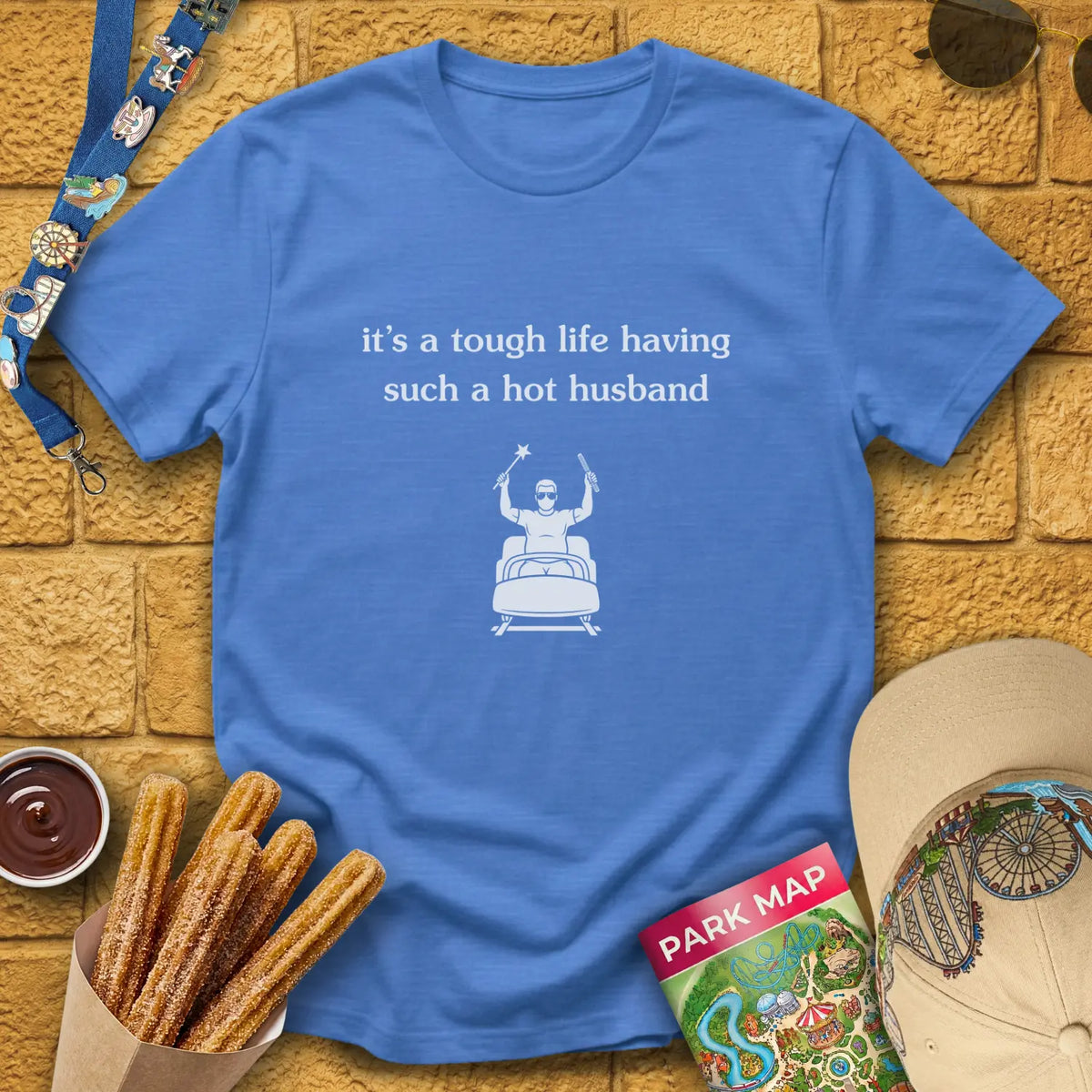 Hot Husband [Sleek] T-Shirt for Theme Park Fans (Heather Royal)