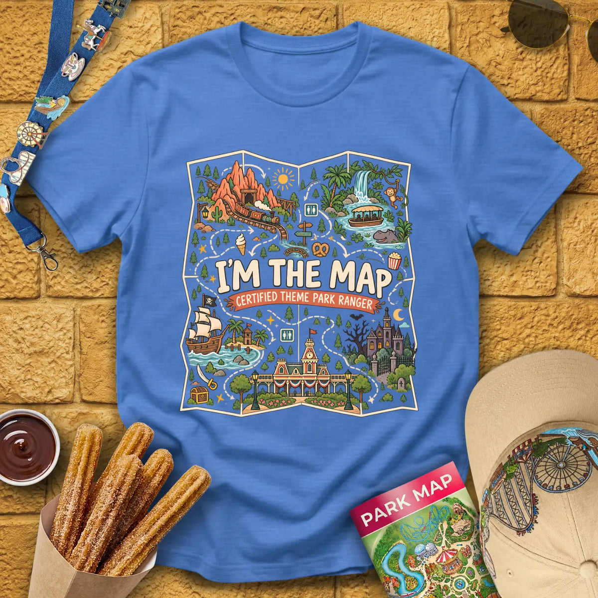 Im The Map [FunArt] T-Shirt for Theme Park Fans (Heather Royal)