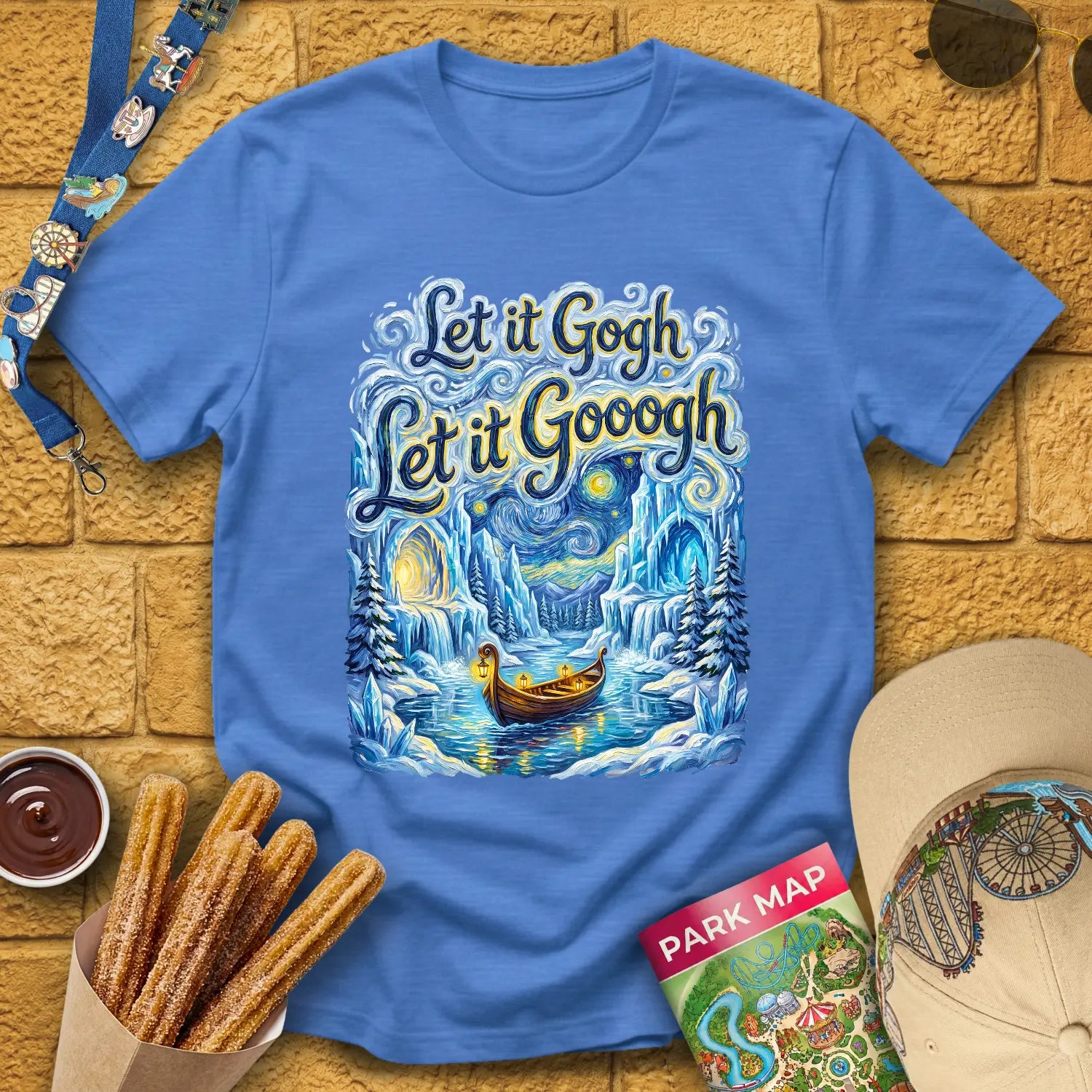 Let It Gogh [Artsy2] T-Shirt for Theme Park Fans (Heather Royal)