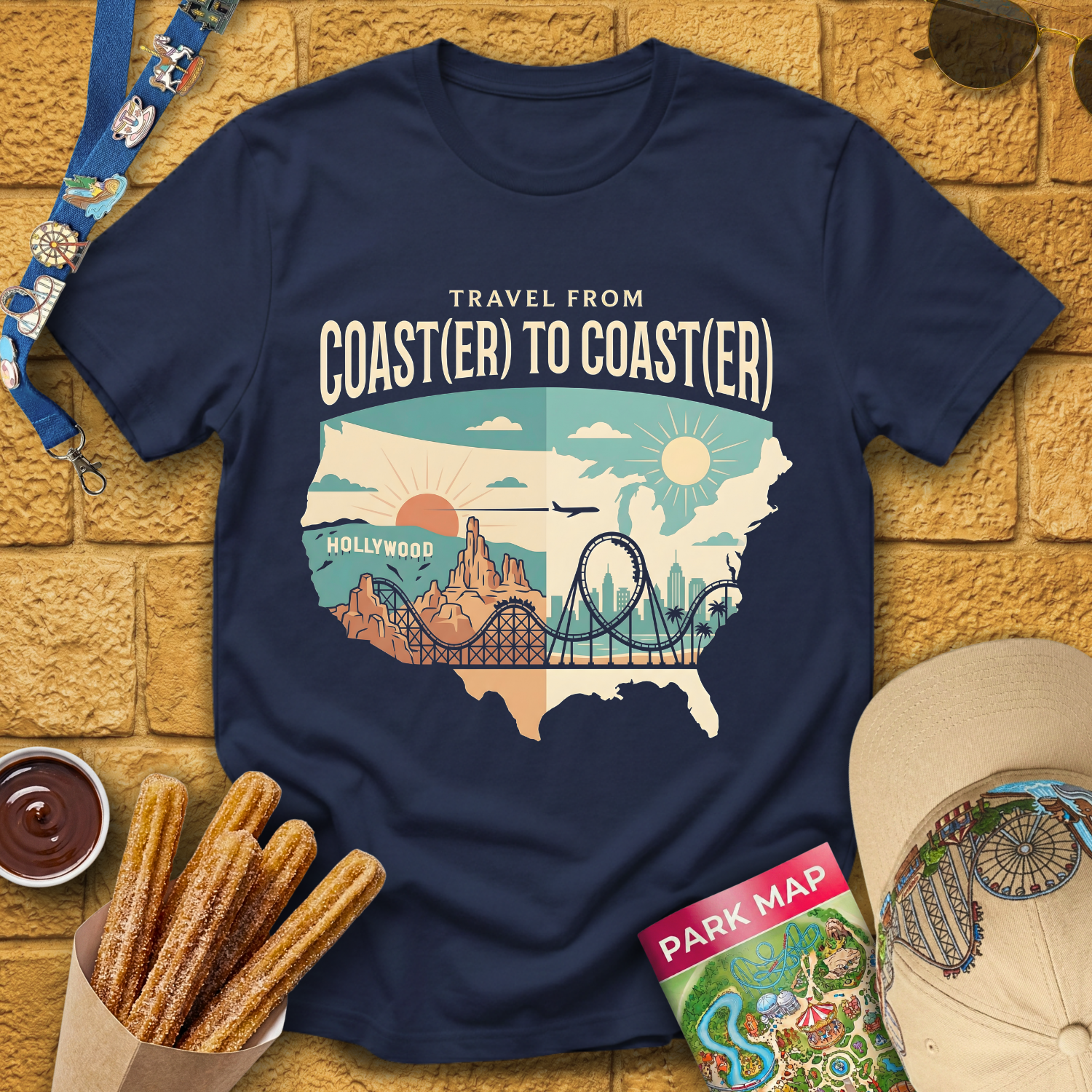 Coast(er) to Coast(er) [Map] T-Shirt