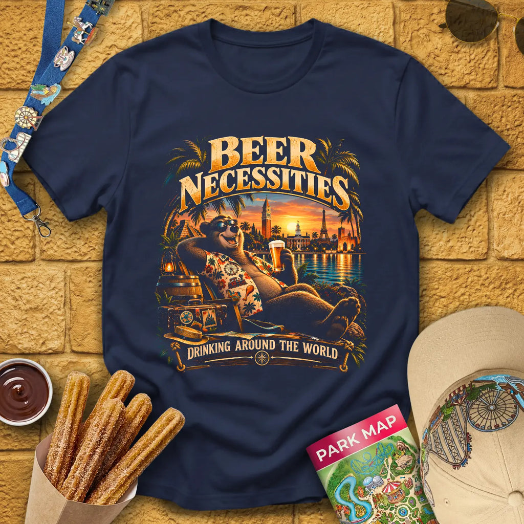 Beer Necessities [Cinematic] T-Shirt for Theme Park Fans (Navy)