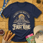 Before First Ride [MidCen] T-Shirt for Theme Park Fans (Navy)
