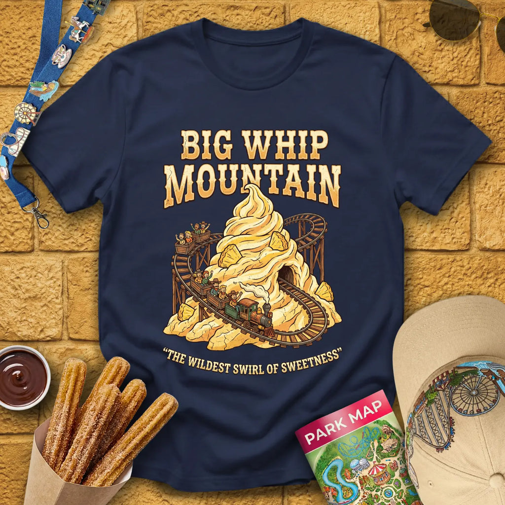 Big Whip Mountain [Western] T-Shirt for Theme Park Fans (Navy)