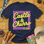 Castle & Churro Club [Chic] T-Shirt for Theme Park Fans (Navy)