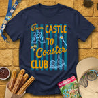 Castle Coaster Club [Distressed] T-Shirt for Theme Park Fans (Navy)