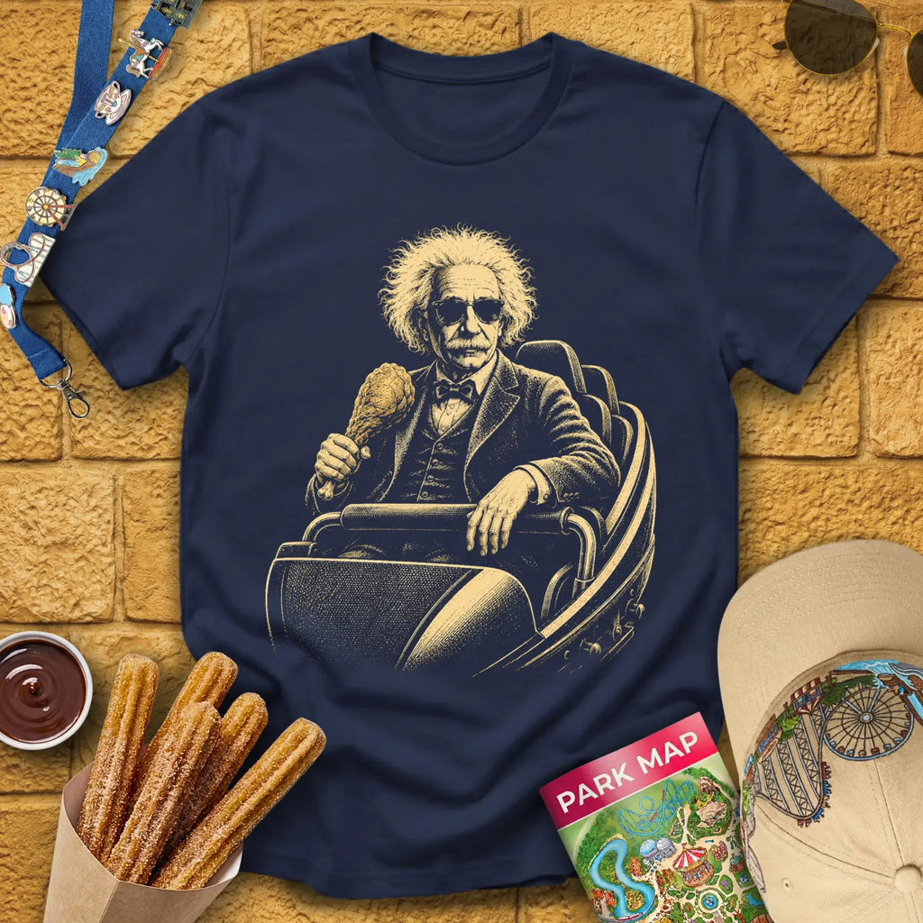 Casual Coaster [Engraved] T-Shirt for Theme Park Fans (Navy)