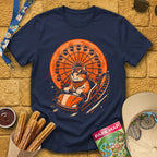 Cat Coaster [JapRetro] T-Shirt for Theme Park Fans (Navy)