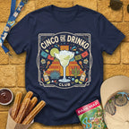 Cinco De Drinko [Square] T-Shirt for Theme Park Fans (Navy)