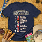 Drinking Checklist [College] T-Shirt for Theme Park Fans (Navy)