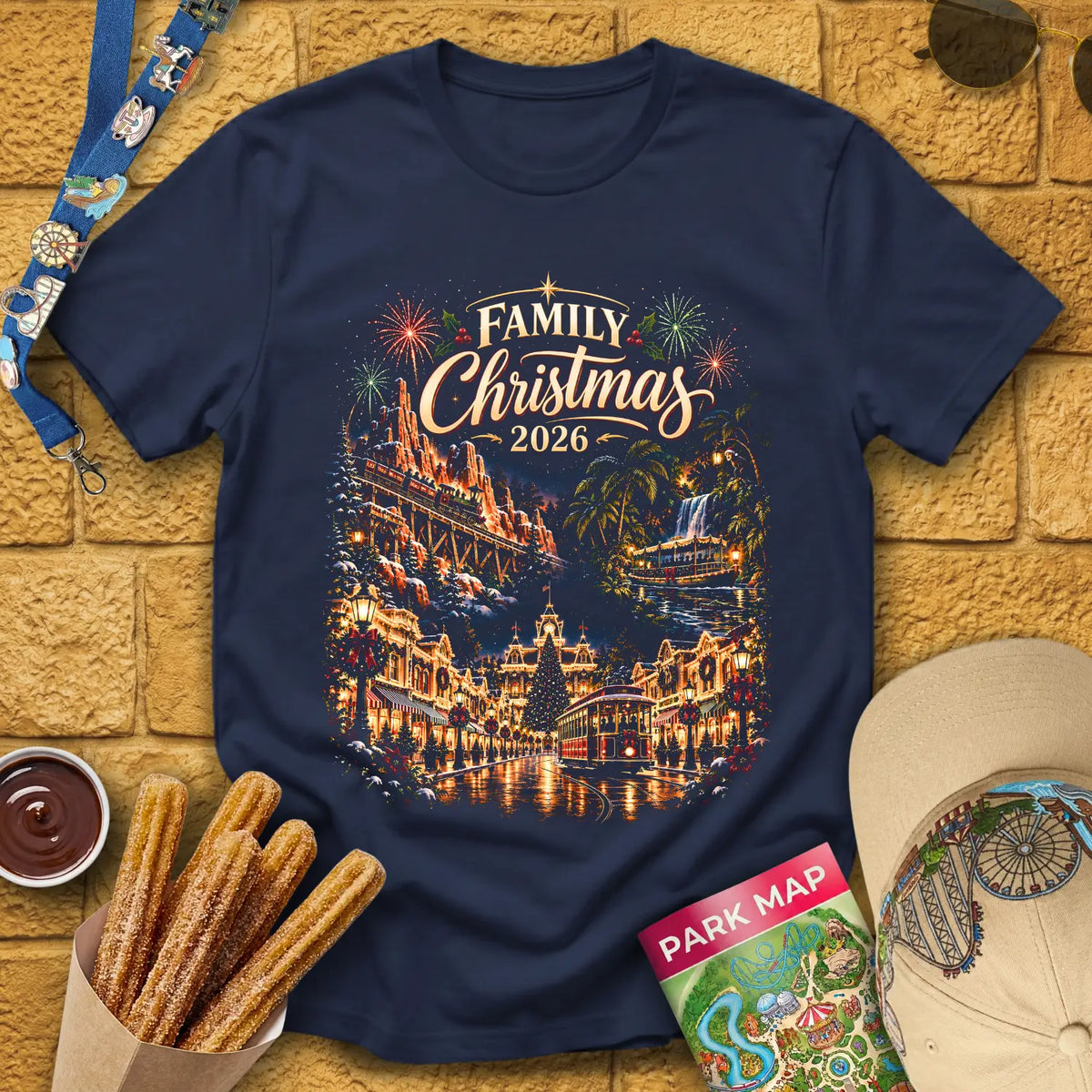 Family Christmas 2026 [Magic] T-Shirt for Theme Park Fans (Navy)