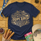 First At Rope Drop [VictorianBadge] T-Shirt for Theme Park Fans (Navy)