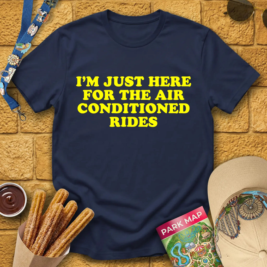 Here For AC Rides [RetroBold] T-Shirt for Theme Park Fans (Navy)
