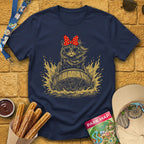 Log Flume Cat [PopInk] T-Shirt for Theme Park Fans (Navy)