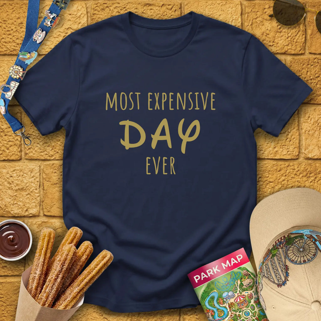 Most Expensive Day [Loose] T-Shirt for Theme Park Fans (Navy)
