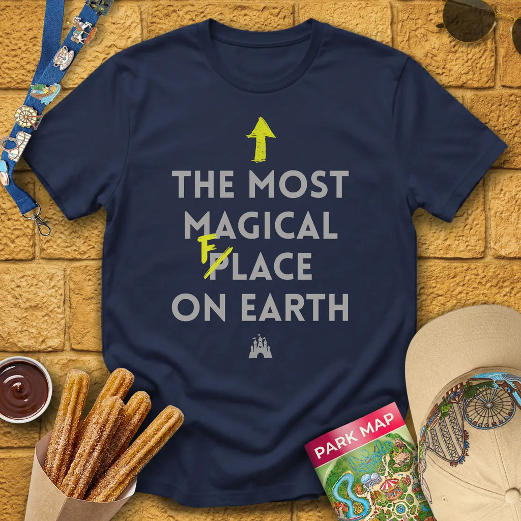 Most Magical Face [Sleek] T-Shirt for Theme Park Fans (Navy)
