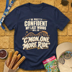One More Ride [RetroBold] T-Shirt for Theme Park Fans (Navy)