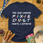 Pixie Dust Meets Caffeine [Bold] T-Shirt for Theme Park Fans (Navy)