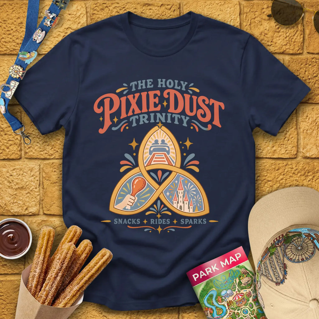Pixie Dust Trinity [Boho] T-Shirt for Theme Park Fans (Navy)