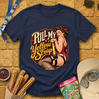 Pull My Yellow Strap [50s] T-Shirt for Theme Park Fans (Navy)