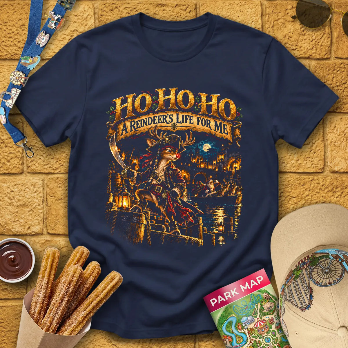 Reindeer's Life [Cinematic] T-Shirt for Theme Park Fans (Navy)