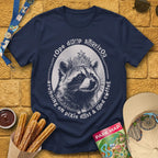 Rope Drop Raccoon [Grunge] T-Shirt for Theme Park Fans (Navy)