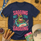 Sagging But Gagging [RetroPop] T-Shirt for Theme Park Fans (Navy)