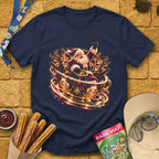 Teacups Santa [Cinematic] T-Shirt for Theme Park Fans (Navy)